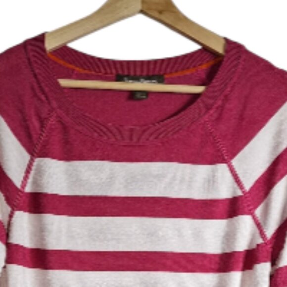 Tommy Bahama Pink, White and Orange Striped ColorBlock Sweater Size Medium - Picture 3 of 8